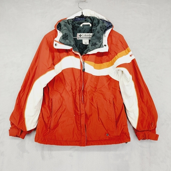 Columbia Womens Jacket Orange Colorblock Hooded Jacket Z59 - Picture 1 of 10